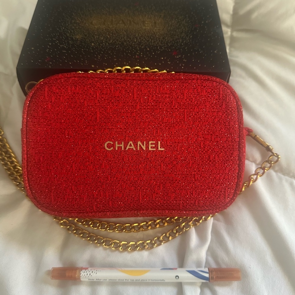 Chanel Red converted makeup Bag